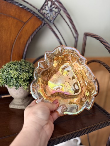 Amber carnival glass vintage - glass,